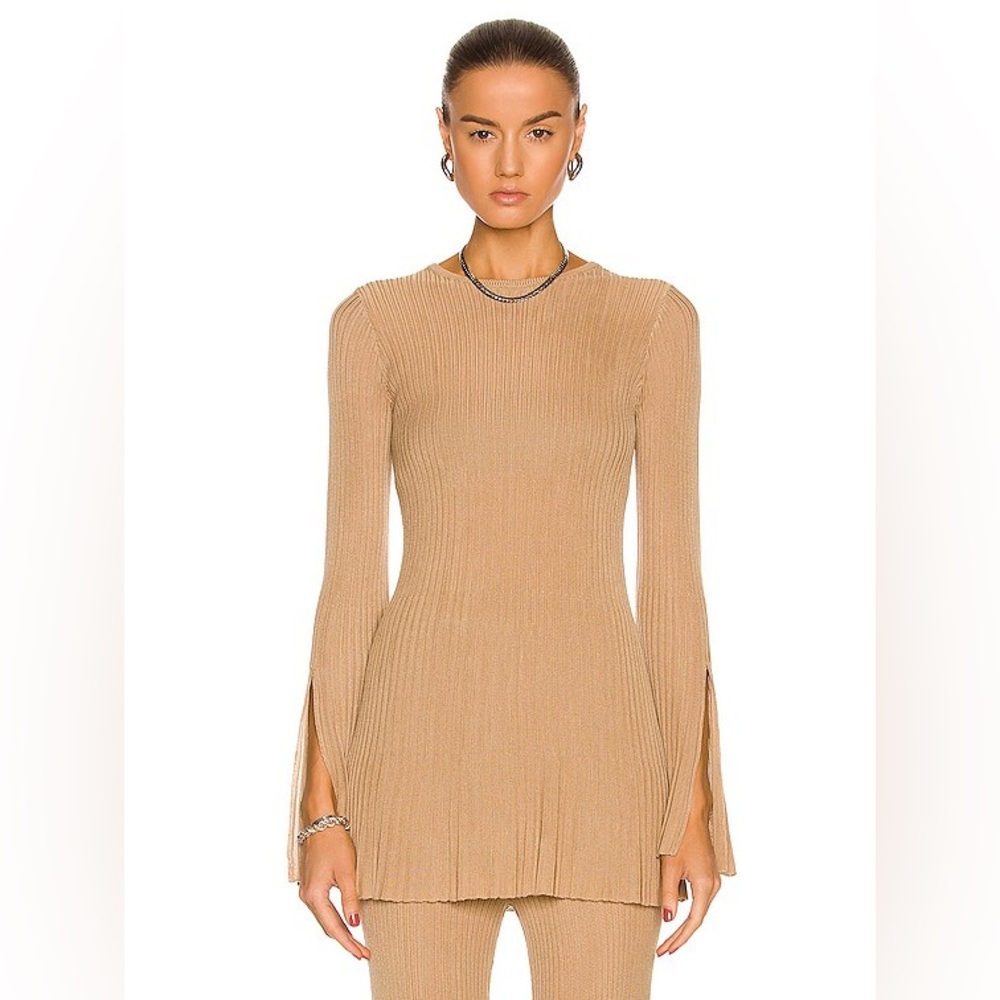 Cult Gaia Tan Ribbed Knit Top